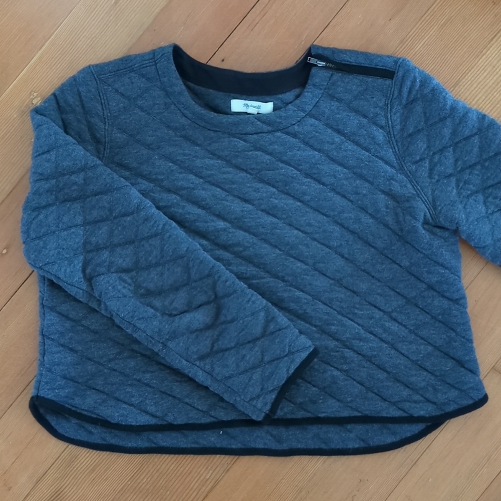 Madewell quilted cropped sweater